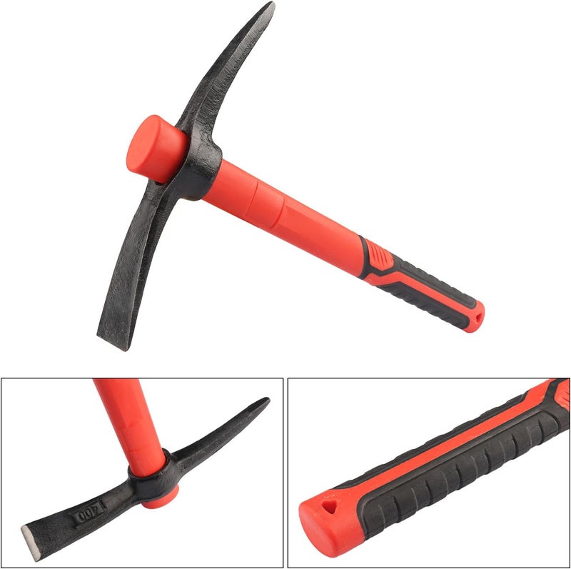 GENHAKON 2 PCS 15 Inch Pick Mattock Hoe, Forged Weeding Garden Pick Axe with Fiberglass Handle, Pick Mattock Hoe for Loosening Soil, Gardening, Camping - Image 3